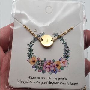 Gold plated initial J‎ customized necklace nwt